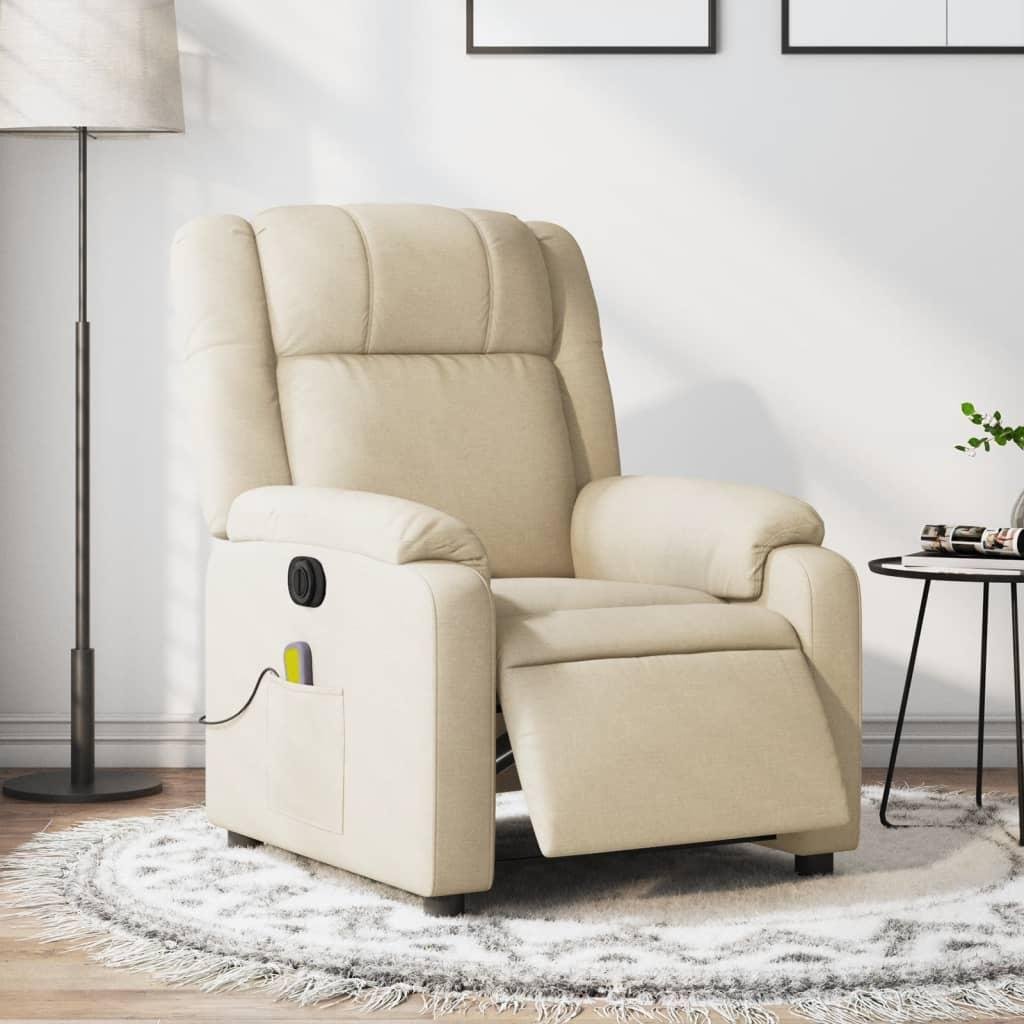 Eldrevet massagestol stof cremefarvet