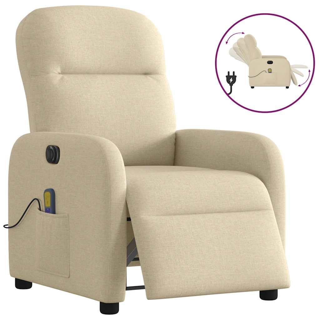 Eldrevet massagestol stof cremefarvet