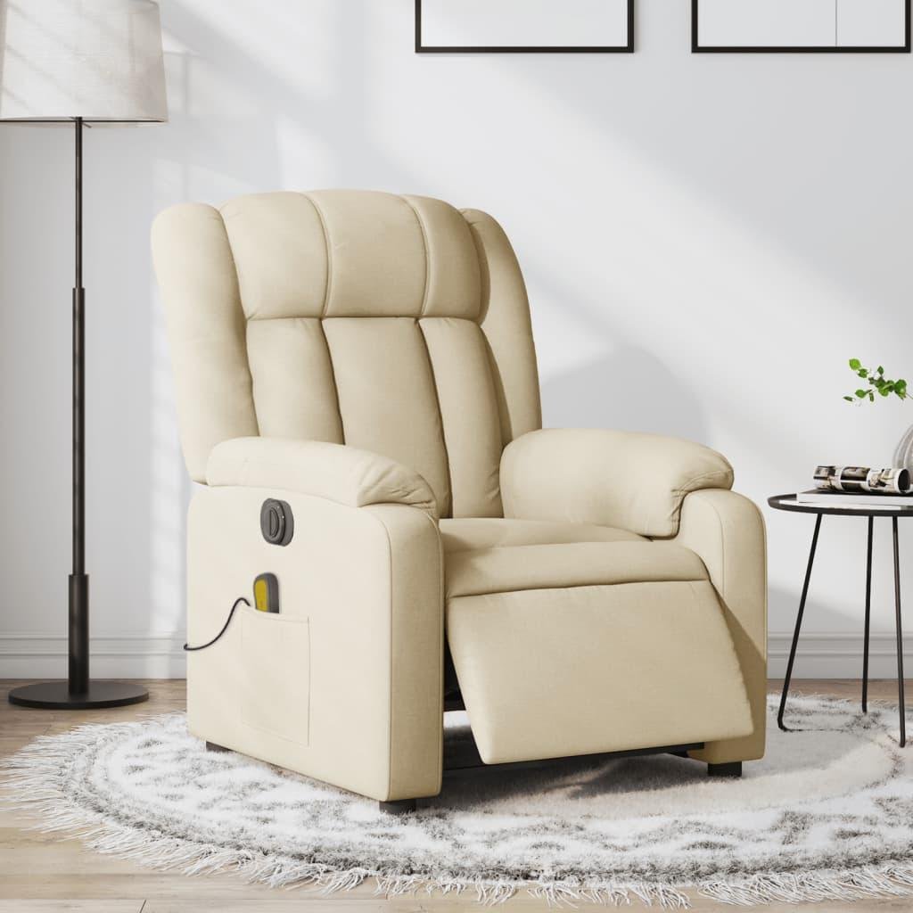 Eldrevet massagestol stof cremefarvet
