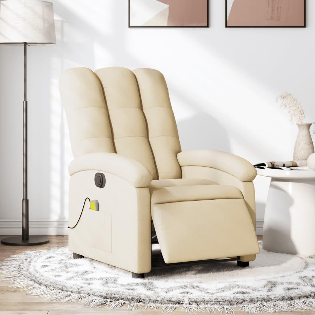 Eldrevet massagestol stof cremefarvet