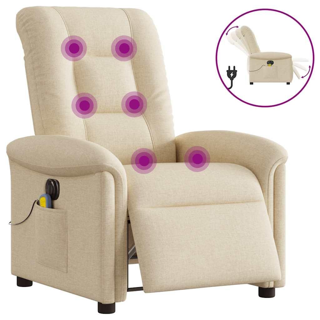 Eldrevet massagestol stof cremefarvet
