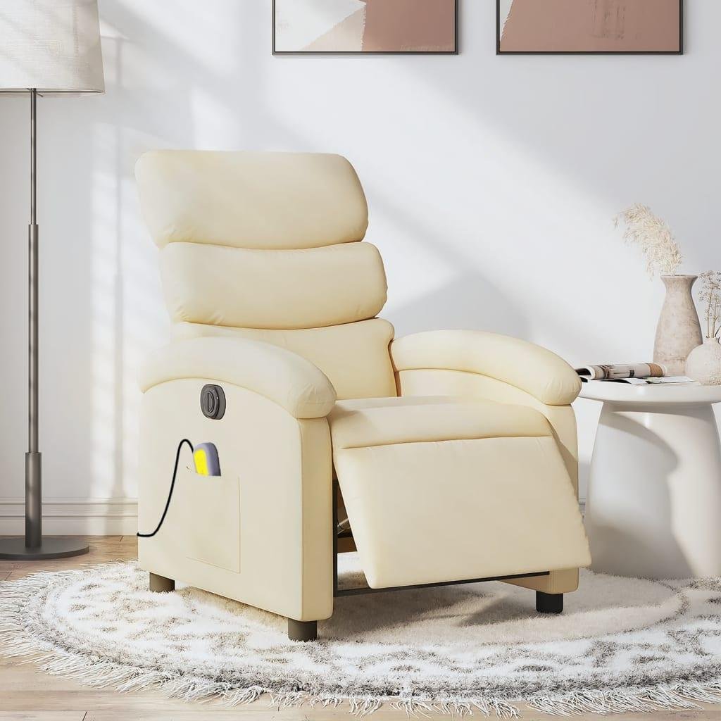 Eldrevet massagestol stof cremefarvet