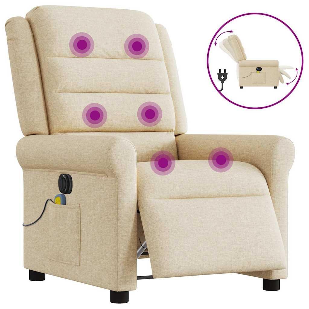 Eldrevet massagestol stof cremefarvet