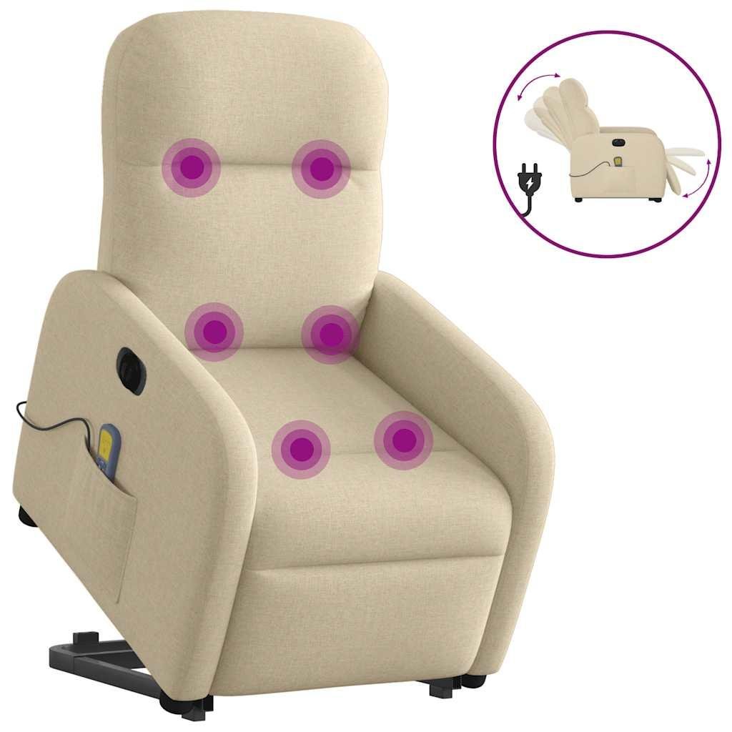 Elektrisk massagestol med løftefunktion cremefarvet
