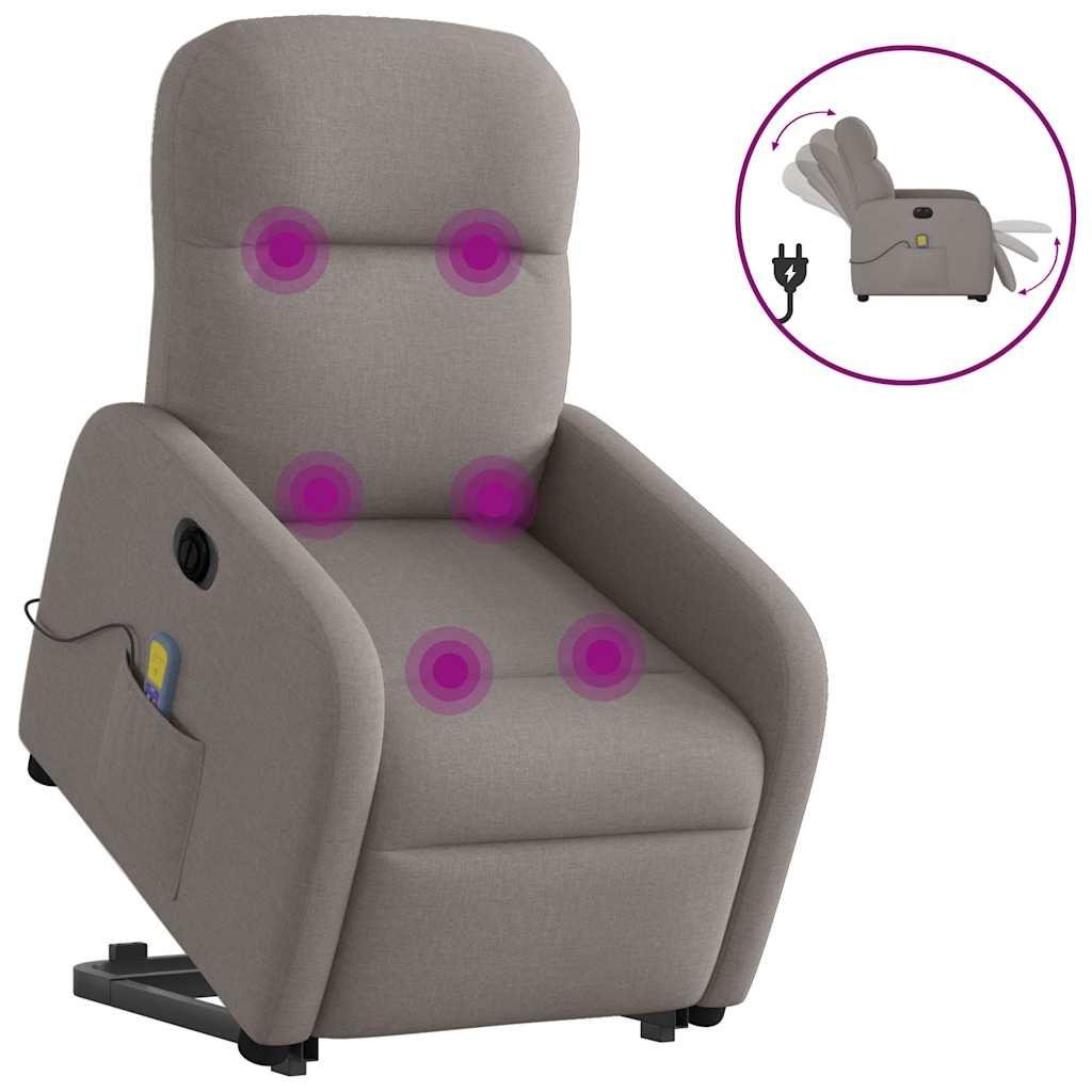 Elektrisk massagestol med løftefunktion stof gråbrun