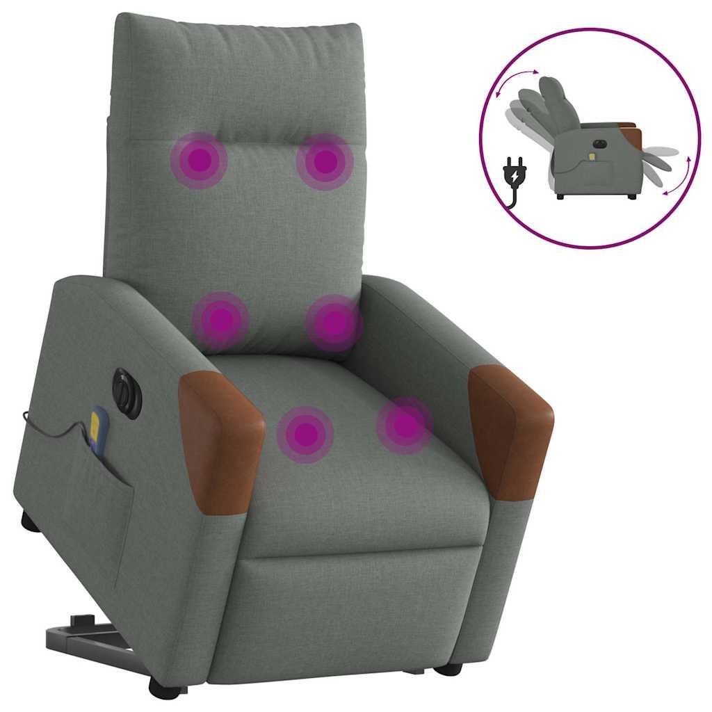 Elektrisk massagestol med løftefunktion stof mørkegrå
