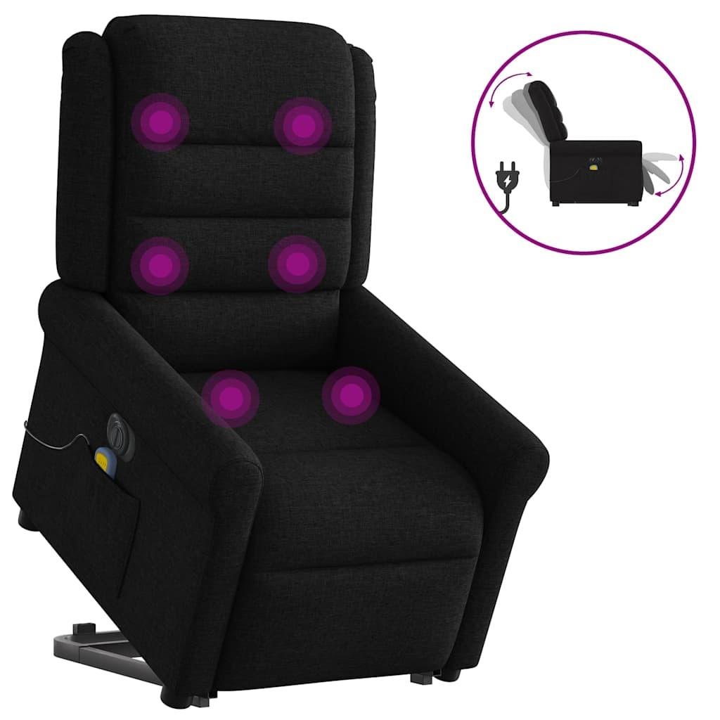 Elektrisk massagestol med løftefunktion stof sort
