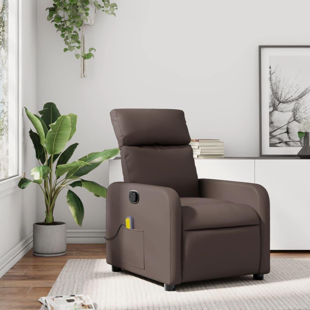 Massagestol kunstlæder brun