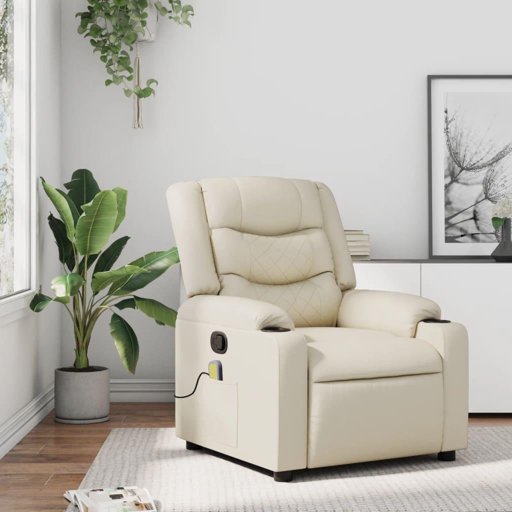 Massagestol kunstlæder cremefarvet