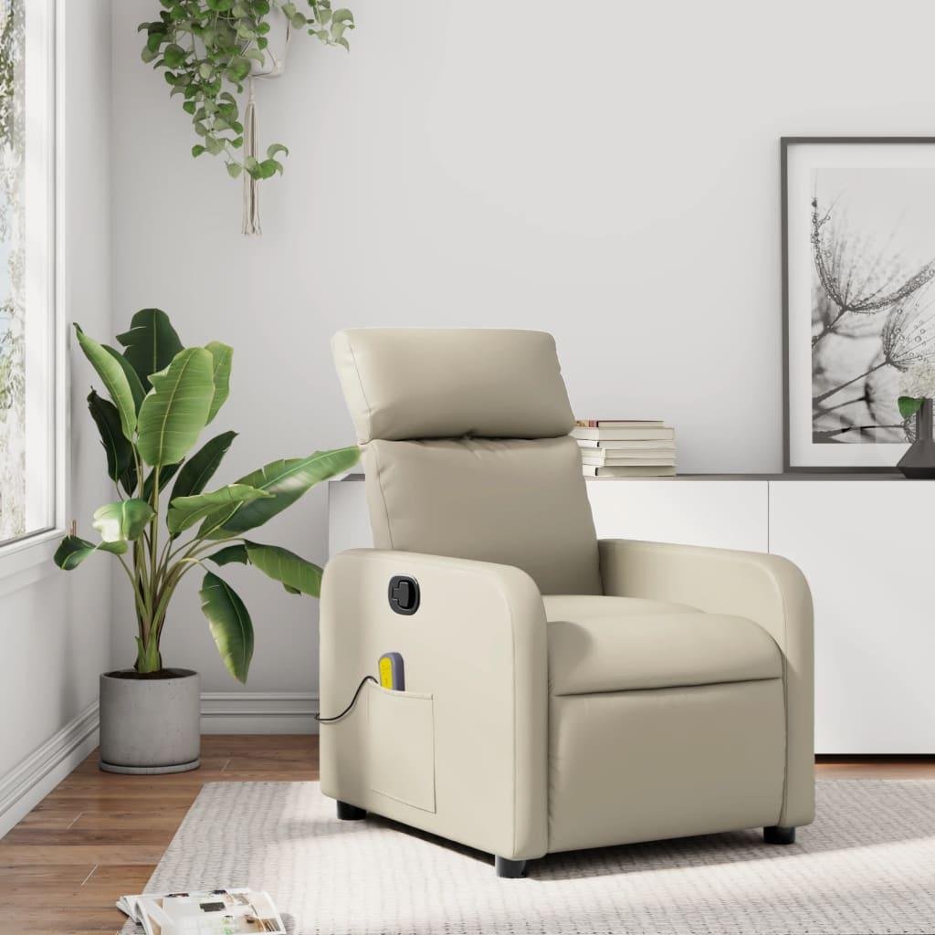 Massagestol kunstlæder cremefarvet