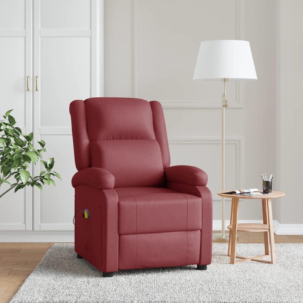 Massagestol kunstlæder vinrød