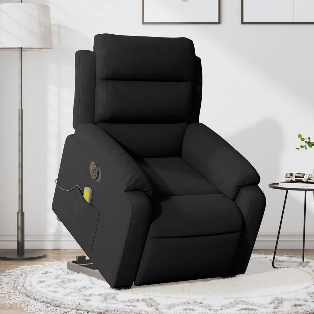 Massagestol med løftefunktion velour sort
