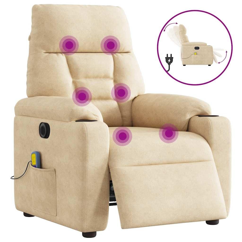 Massagestol mikrofiberstof cremefarvet