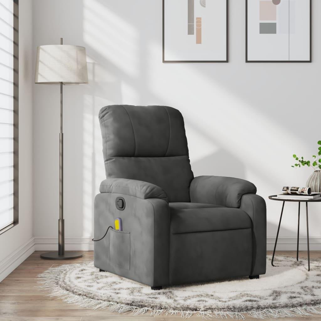 Massagestol mikrofiberstof mørkegrå