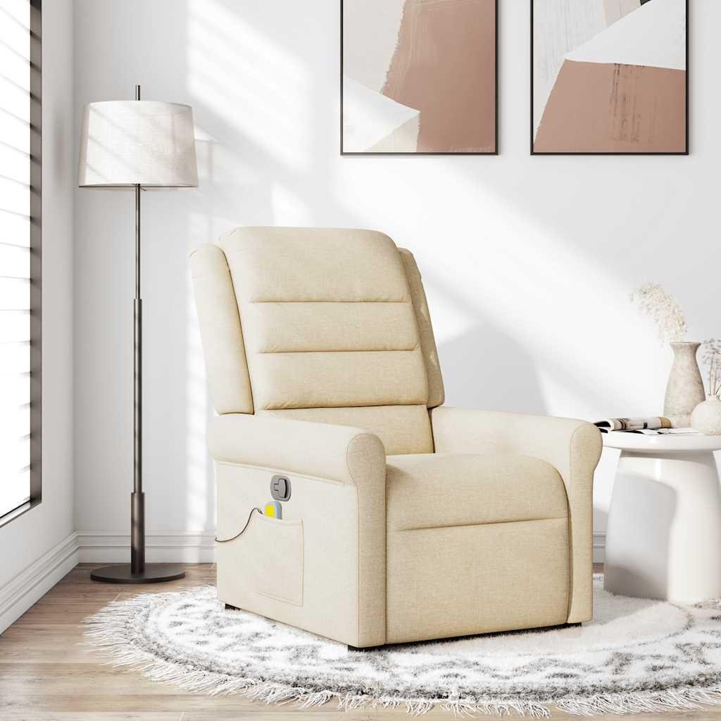 Massagestol stof cremefarvet