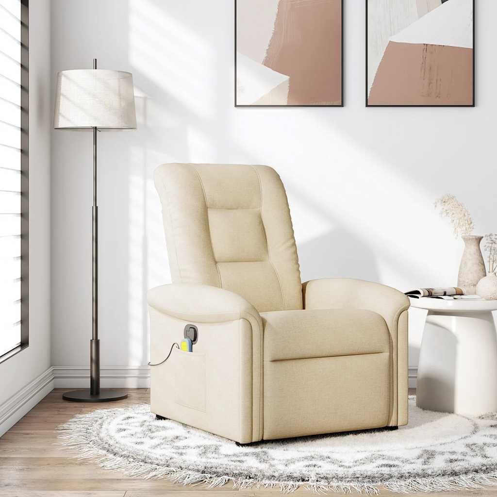 Massagestol stof cremefarvet