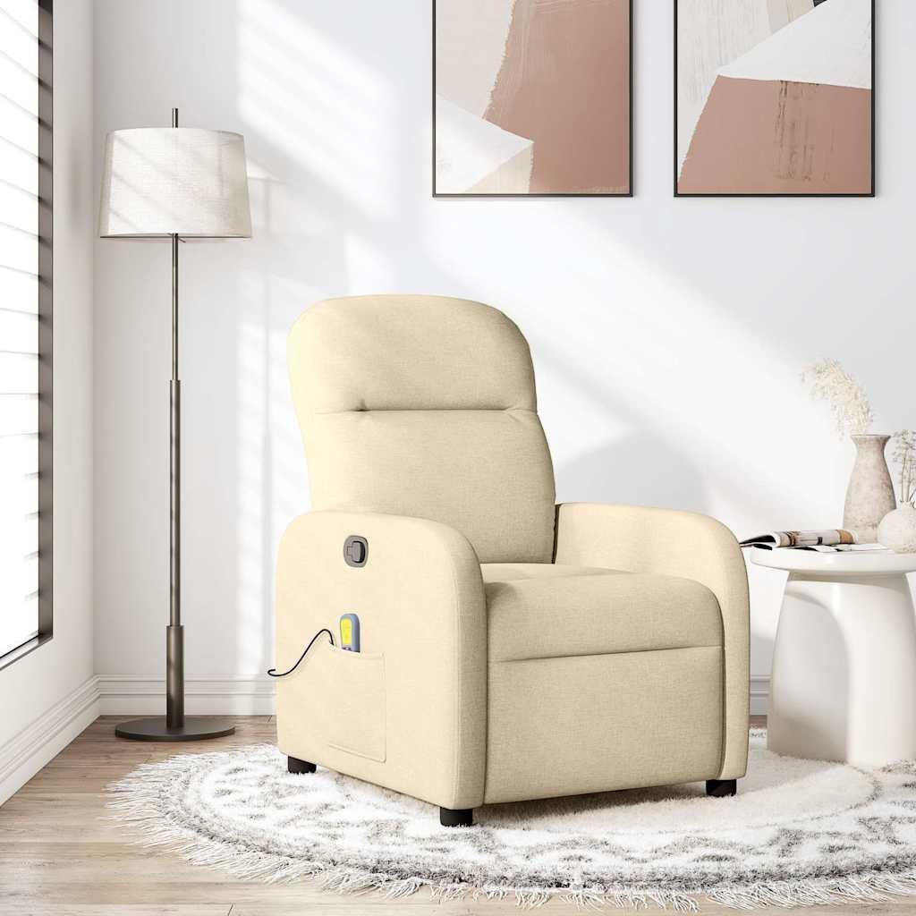 Massagestol stof cremefarvet