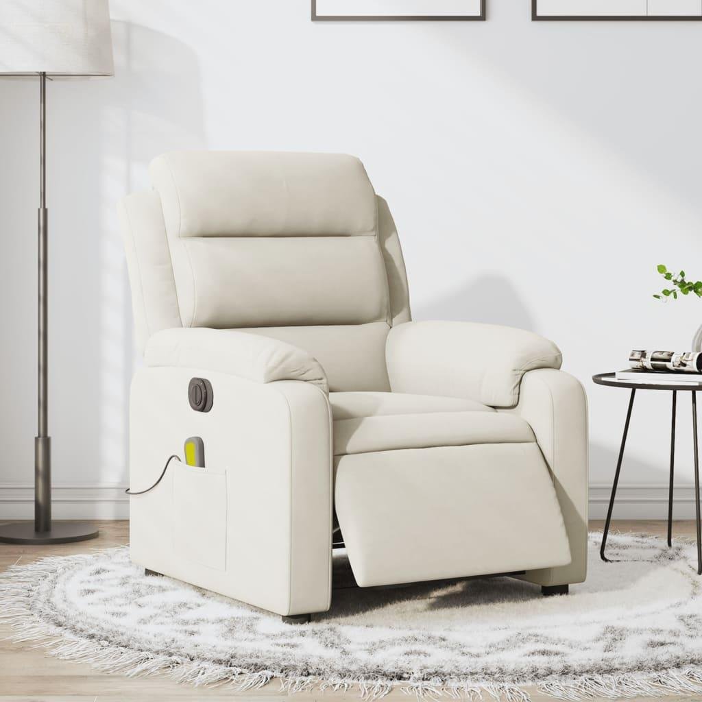 Massagestol velour cremefarvet