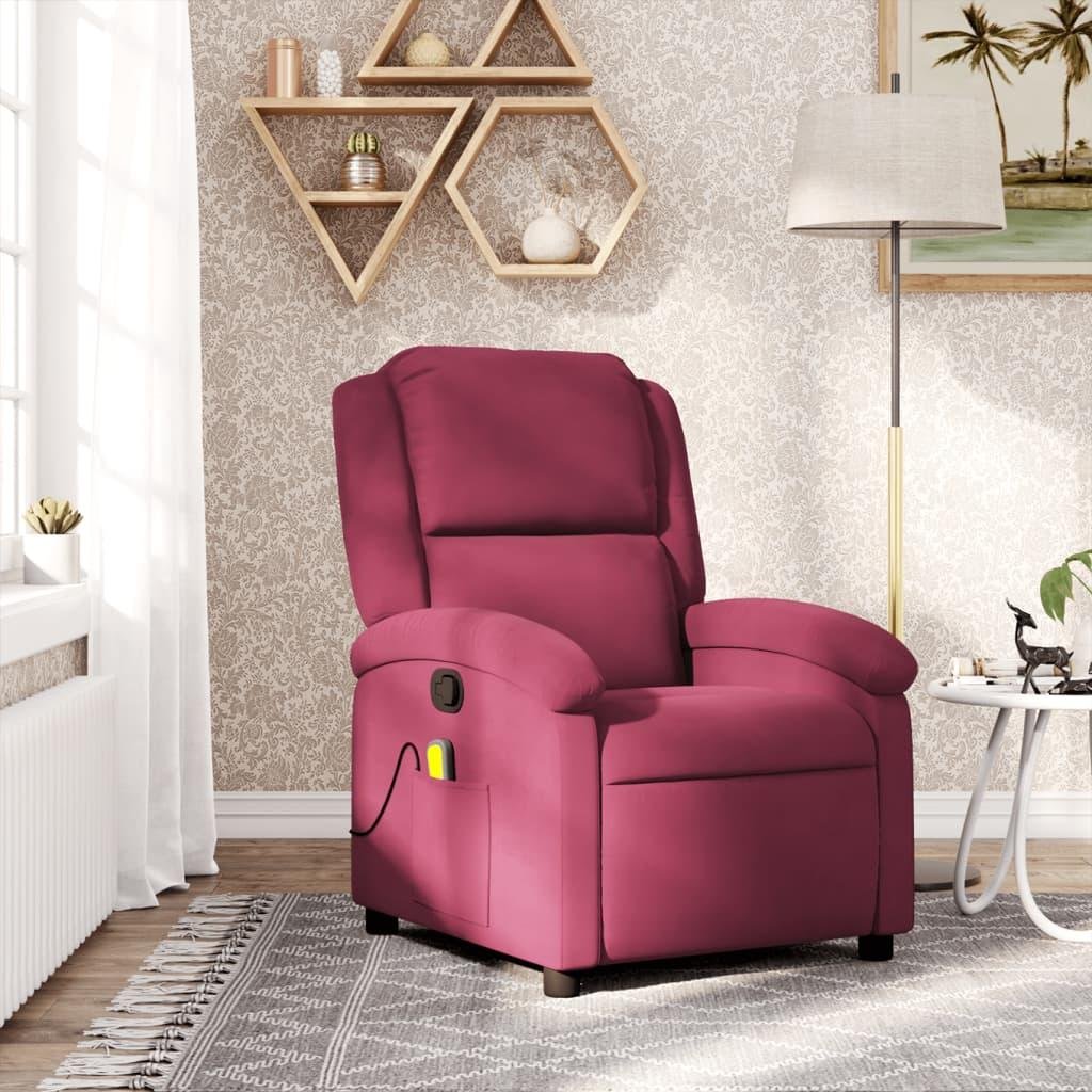 Massagestol velour vinrød