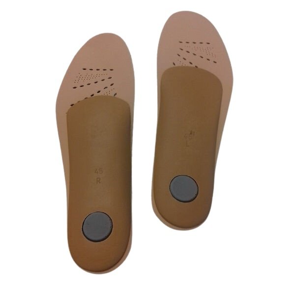 Indlægssåler af læder med pelotte og stiv svangstøtte