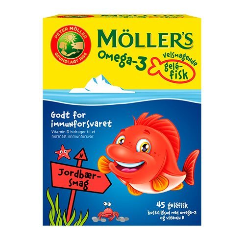 Möller's Tran Møllers Omega-3 fisk Jordbær - 45 gum