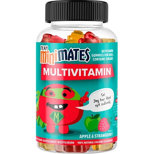 Team MiniMates Multivitamin med æble og jordbær - 60 gum