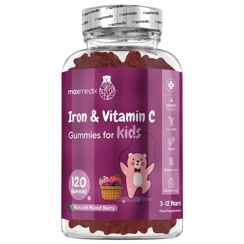 Jern & C-Vitamin 120 Gummies til bÃ¸rn - BÃ¸rnevitaminer med bÃ¦rsmag