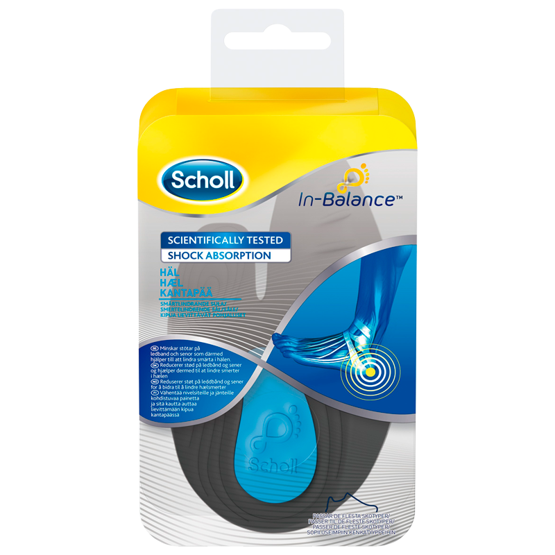 Scholl In-Balance Smertelindrende Indlægssål Hæl, L: Str 42,5-45 (2 stk)