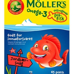 Møllers Tran Omega-3 Gelé-Fisk Jordbær 45 stk.