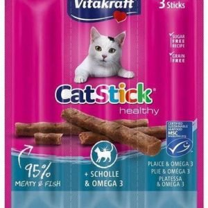 Kattegodbidder Vitakraft CatStick Mini med rødspætte og omega-3 3 stk