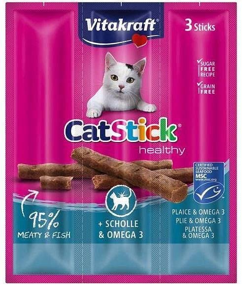 Kattegodbidder Vitakraft CatStick Mini med rødspætte og omega-3 3 stk