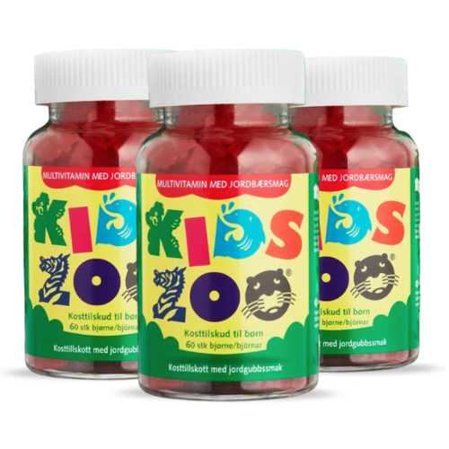3 x Kids Zoo Multivitamin m. Jordbærsmag (60 stk)