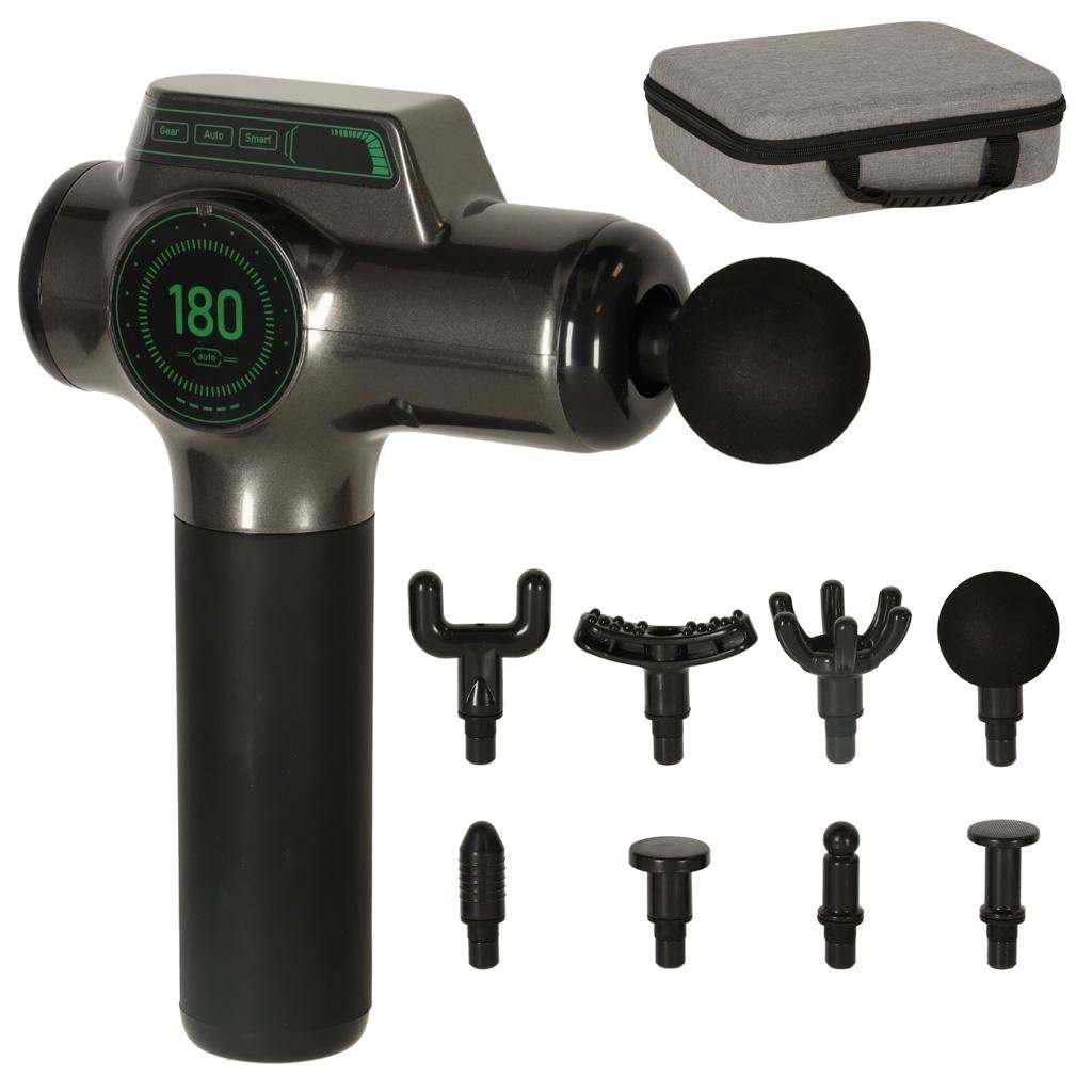 Massagepistol til krop og ryg 8 hoveder, LED-display