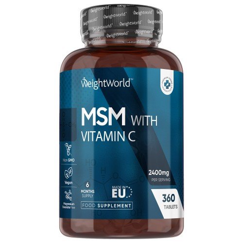 MSM 2400 mg, 360 tabletter med C-vitamin - Kosttilskud til led, restitution og kollagenproduktion