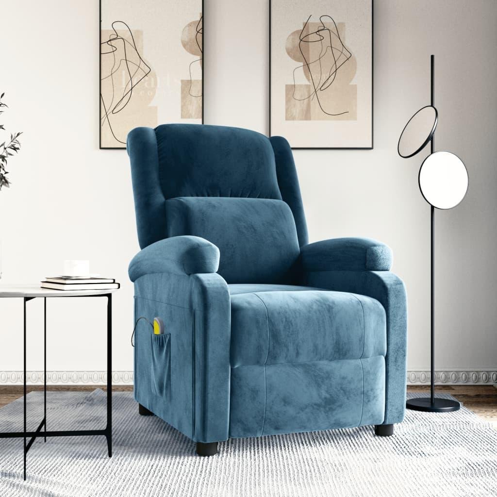 Massagestol velour blå